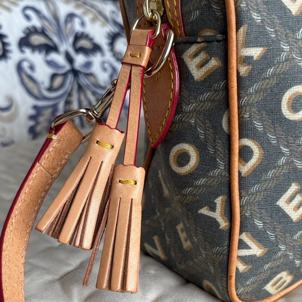 Dooney & Bourke Gray and Tan Logo Satchel